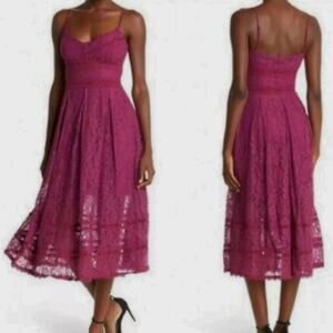NSR | Crochet Lace Sleeveless V-Neck A-Line Boho Midi Dress Orchid | Size Small